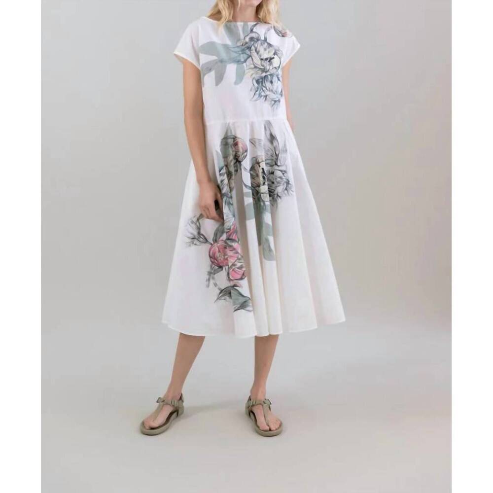 NEW PSOPHIA muted peony study dress in white